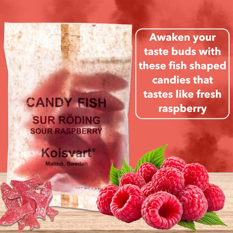 Kolsvart Sour Raspberry Candy Fish
