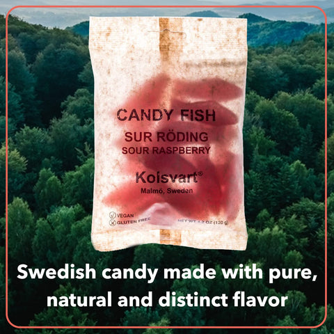 Kolsvart Sour Raspberry Candy Fish